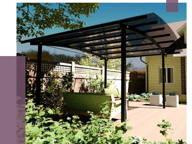 Навесы для террасы в Кимрах от 13310 руб. под ключ | ПРОЛЁТ-Кмы