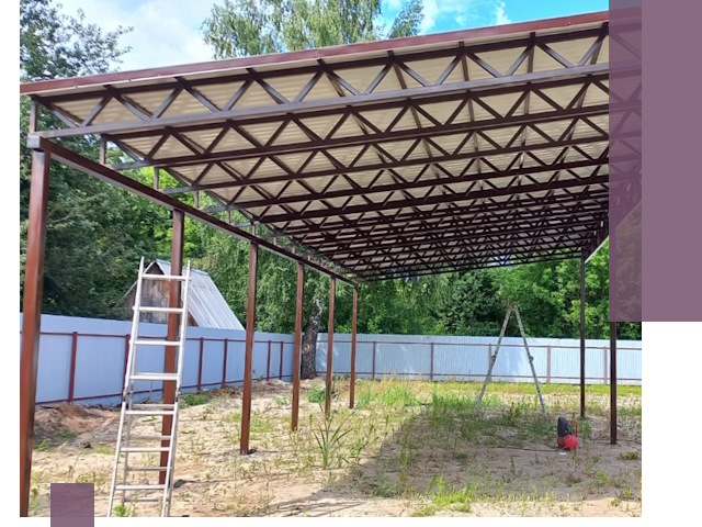 Односкатные навесы под ключ в Кимрах — изготовление и монтаж