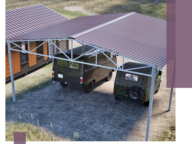 Двускатные навесы под ключ в Кимрах — изготовление и монтаж