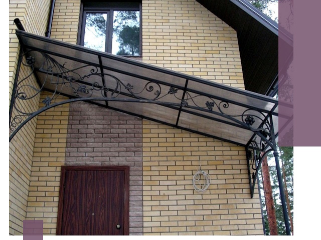 Односкатные козырьки из металла под ключ в Кимрах